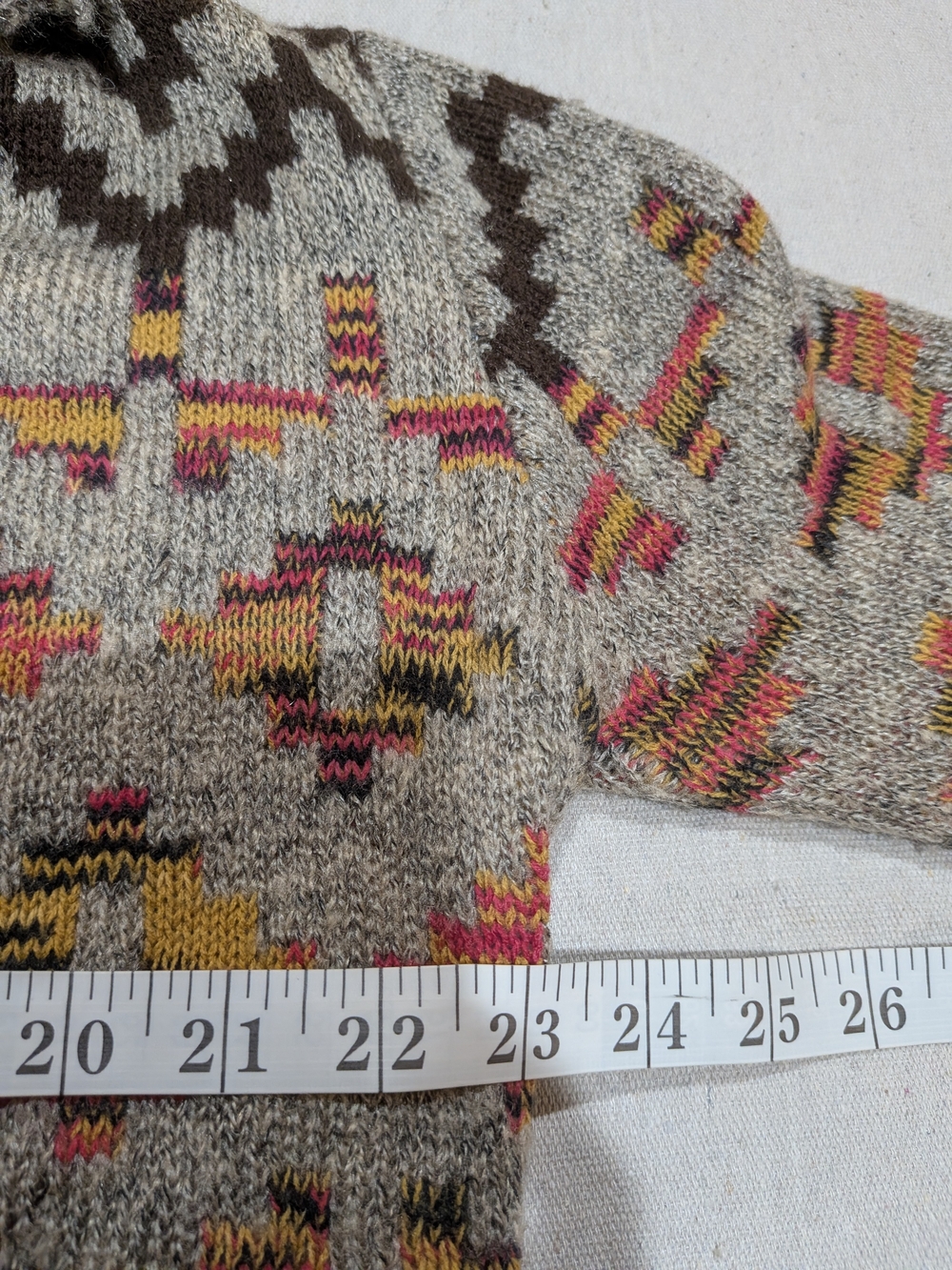 Draped Open Front Geometric Artsy Eclectic Cardigan - Picture 8 of 11